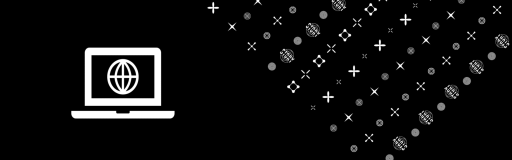 Laptop with abstract geometric shapes