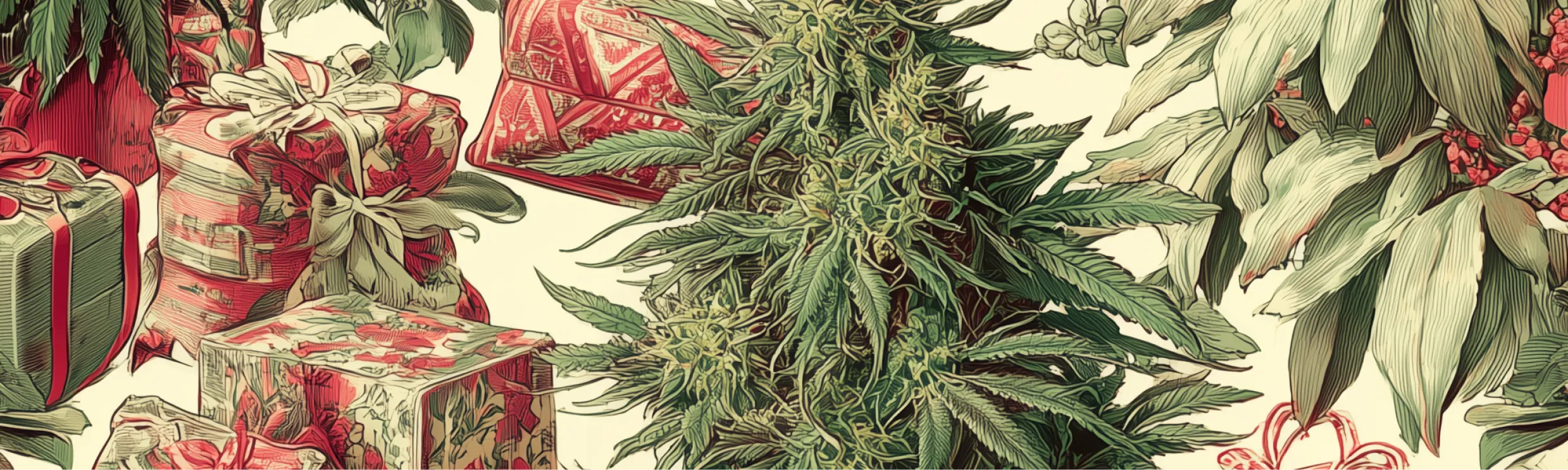 Holiday gifts with cannabis plants