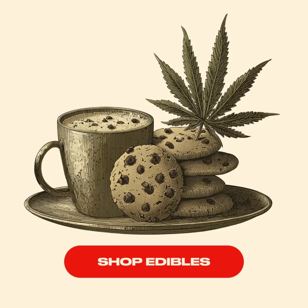 Cookies and cannabis-themed beverage display
