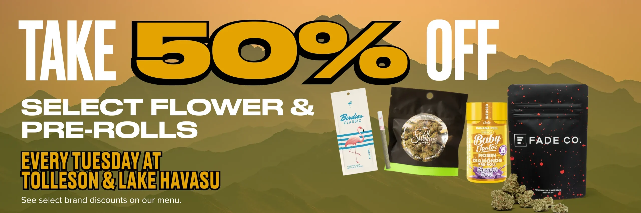 50% off cannabis products promotion