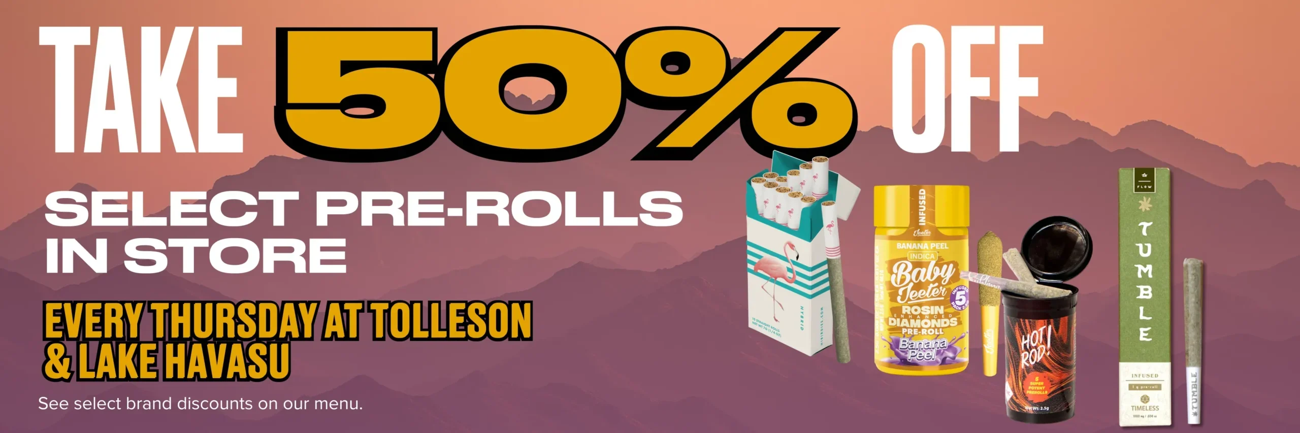 50% off select pre-rolls Thursday