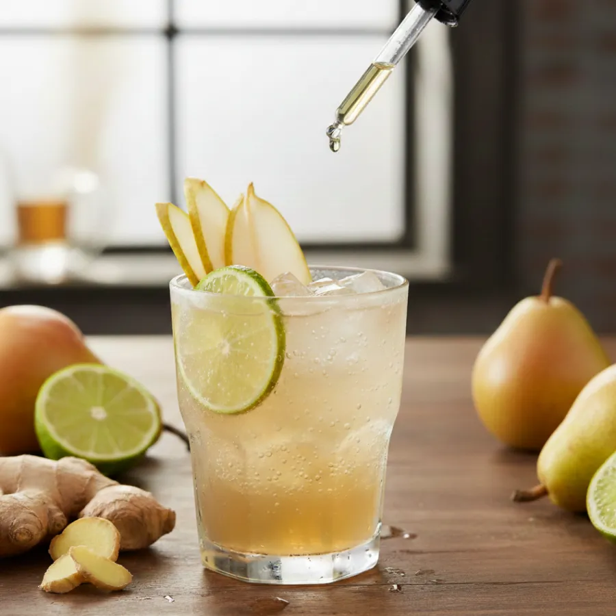 Refreshing cocktail with ginger and pear