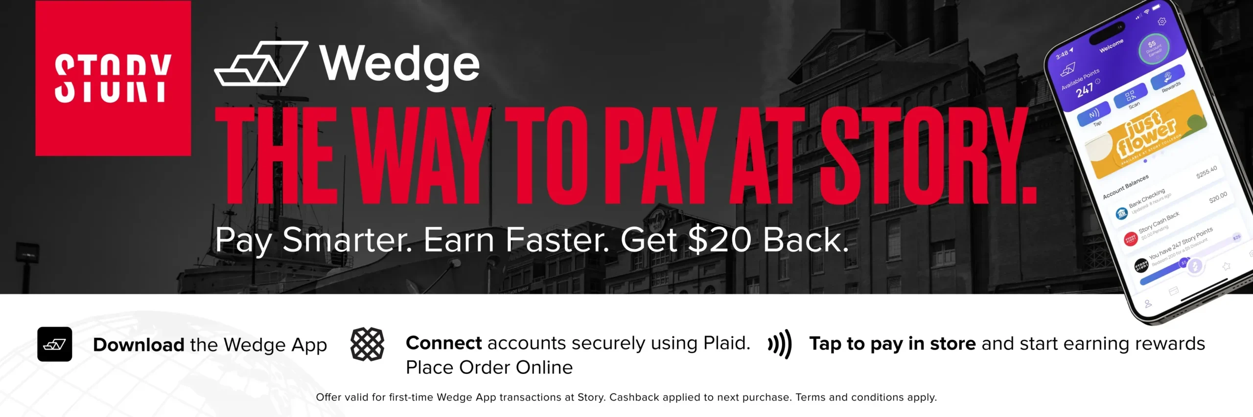 Promotional advertisement for Wedge app