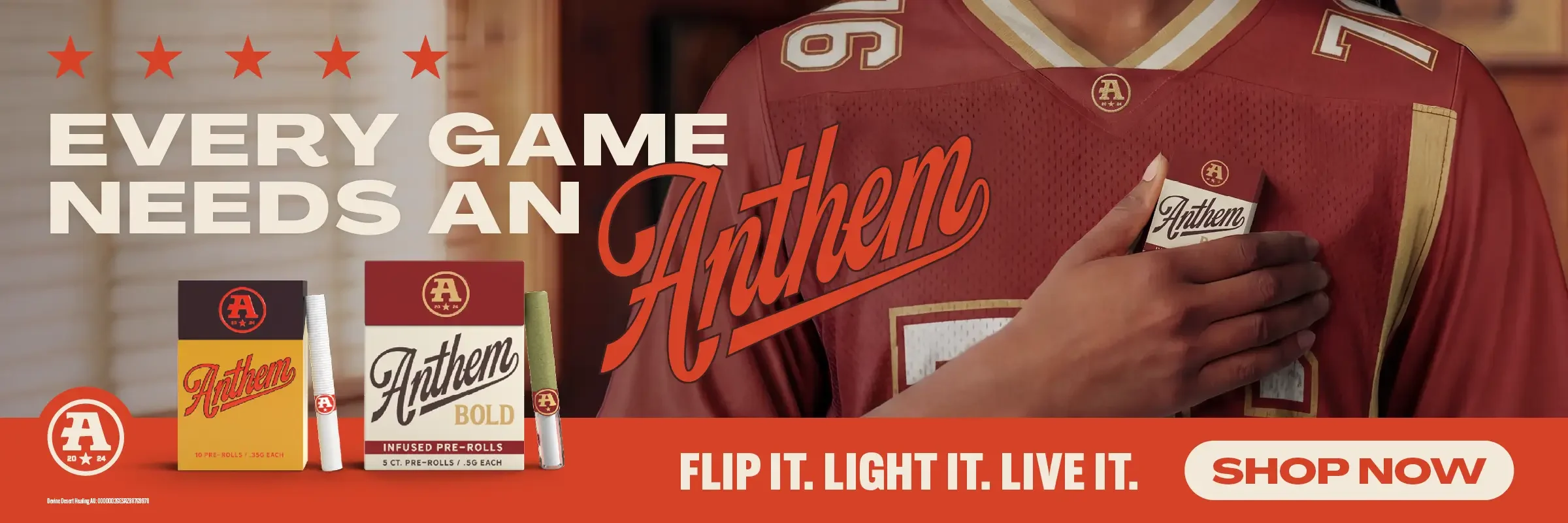 Banner for Anthem Pre-Rolls that reads "Every game needs an anthem".