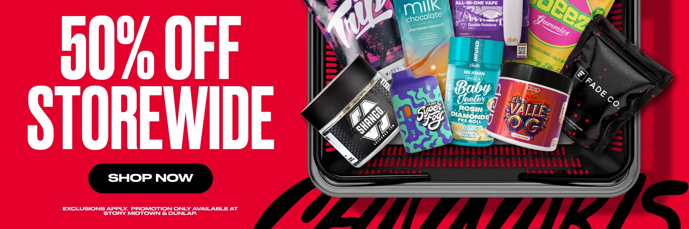 Promotional banner for cannabis products