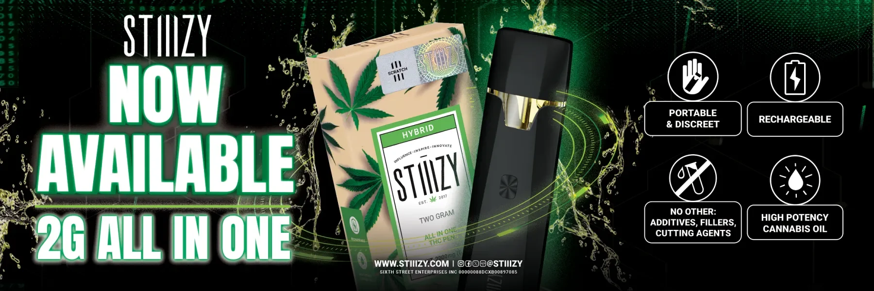 STIIIZY - AZ - 2g AIO - Now Available - 2400x800 1 banner for STIIIZY 2g AIO now available