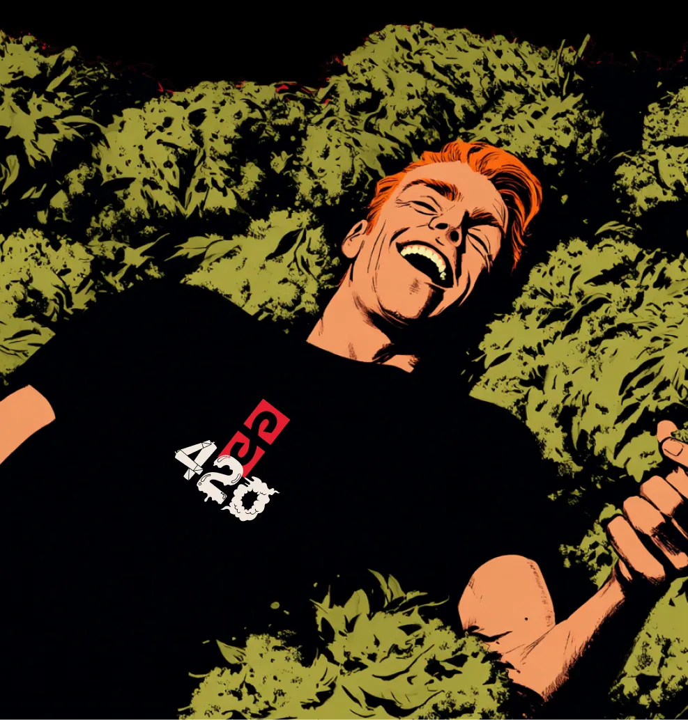 Person lying in greenery, relaxed pose