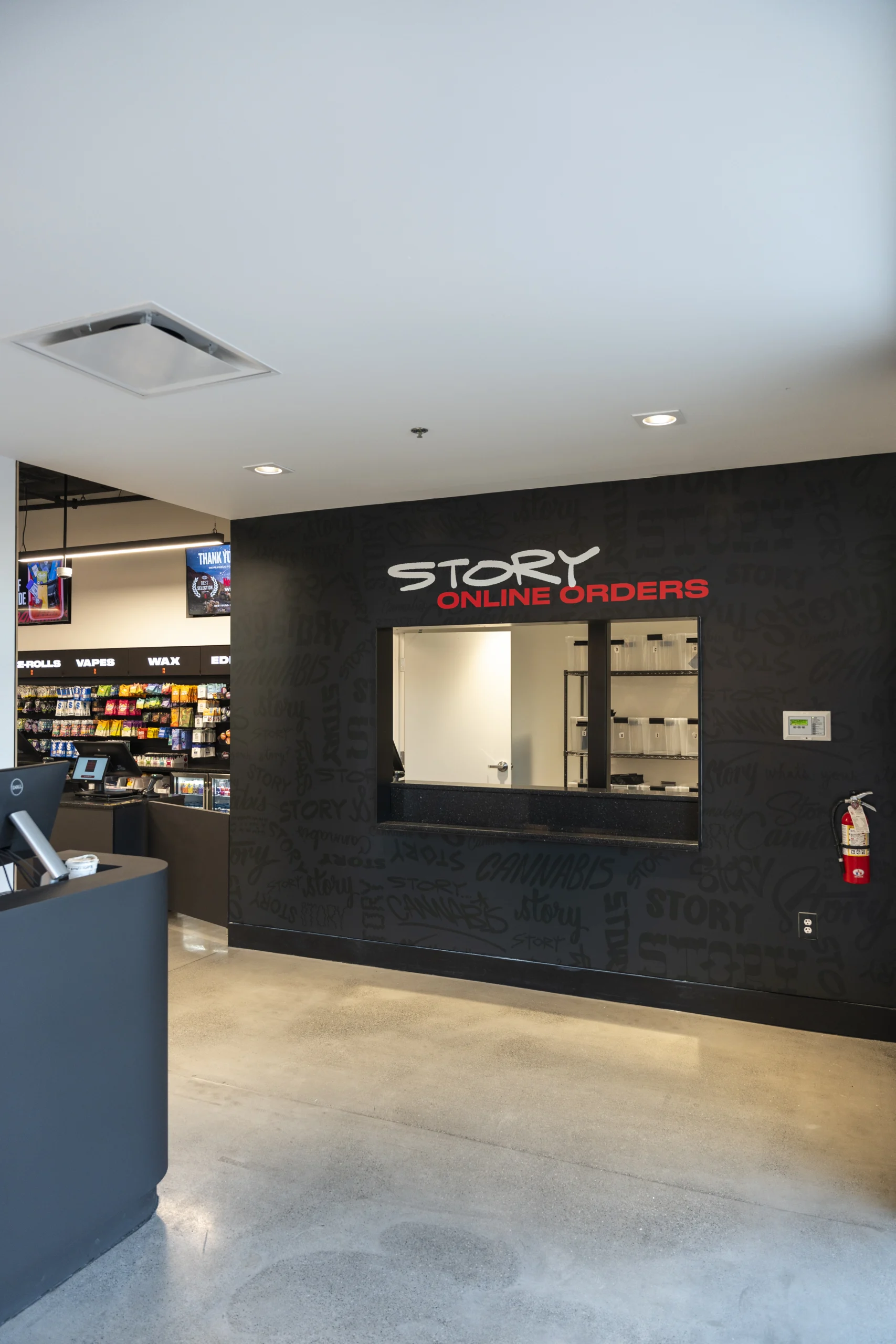 Modern online order pickup area