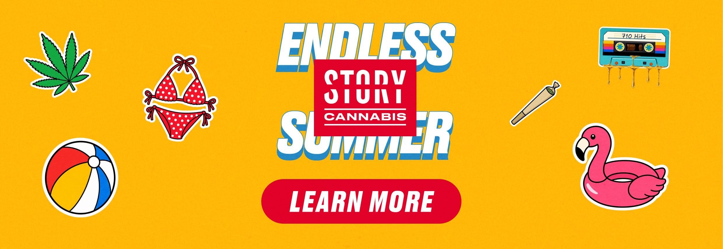 yellow banner promotion story summer campaign with a cta the reads "learn more"