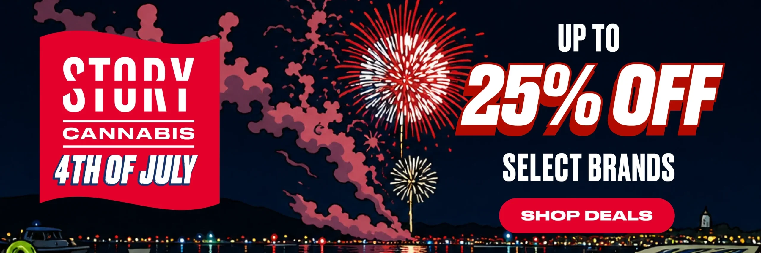 July 4th Campaign MD promotional banner with fireworks