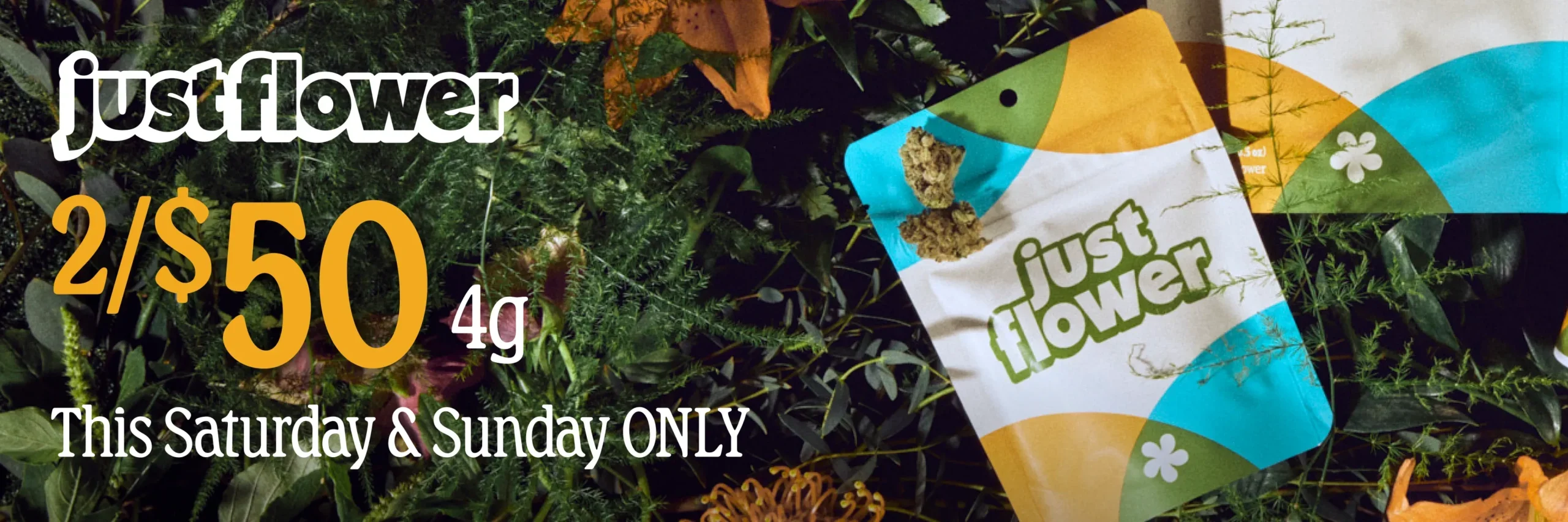 promotional banner for Just Flower