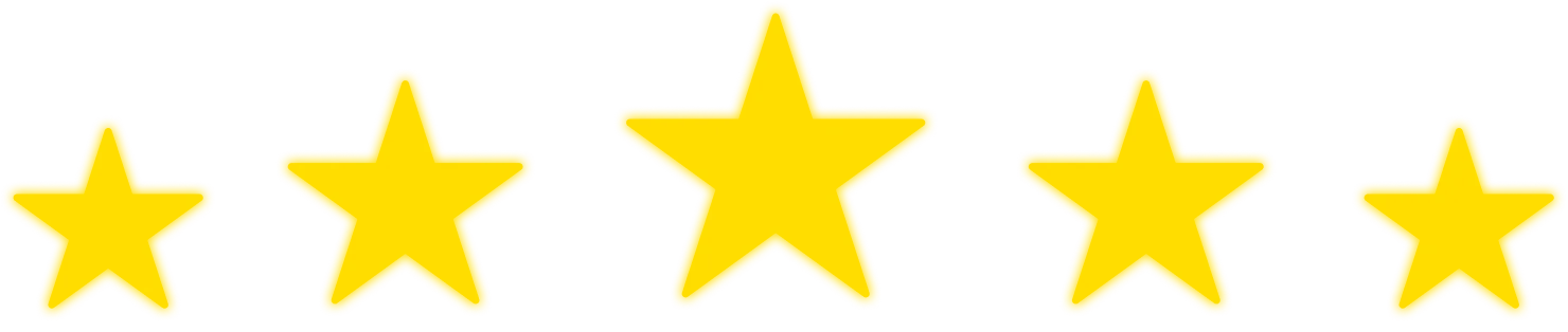 Five yellow stars in a row