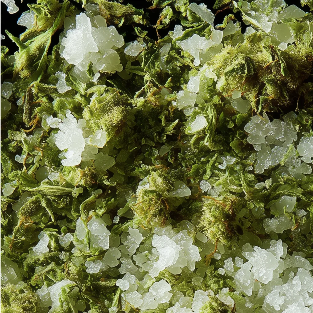 close up of fresh frozen cannabis