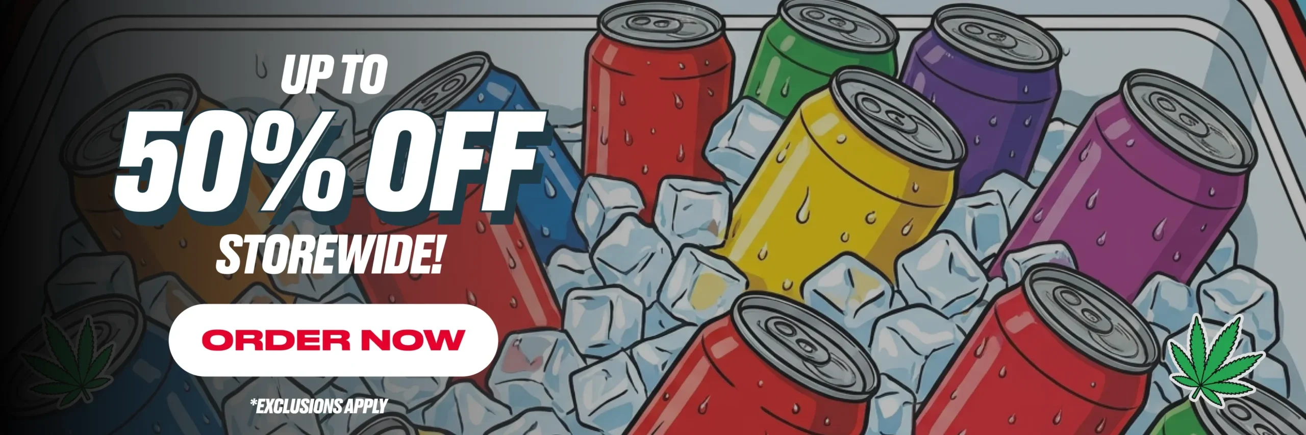 labor day promo banner with a cooler full of cannabis infused drinks
